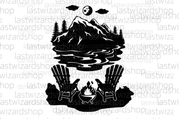 Adirondack Chairs Svg, Lake Scene Svg