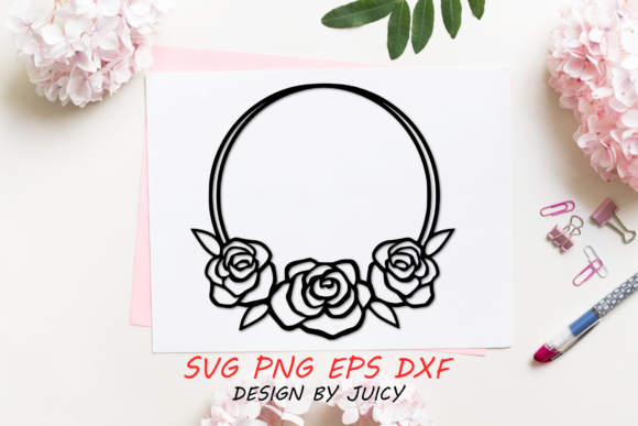 Circle Rose Flower Wreath Svg for Crafts & Graphics