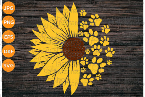 Half Sunflower With Paw Prints Svg: Graphics for Crafts