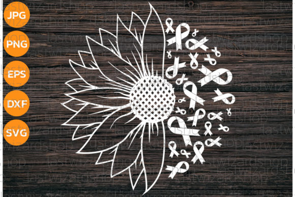 Half Sunflower With Ribbon Svg, Summer Graphics and Crafts