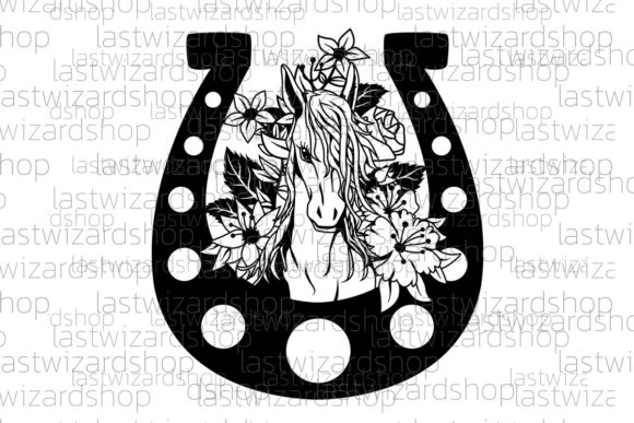 Horseshoe SVG Floral Graphics for Crafts Branding