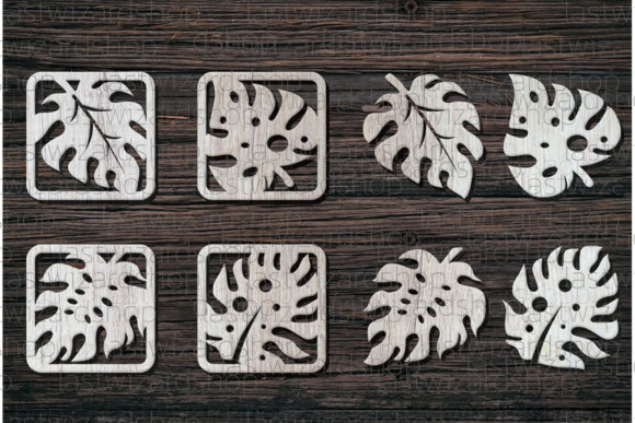 Monstera Leaf Coaster Templates Svg: Graphics & Crafts