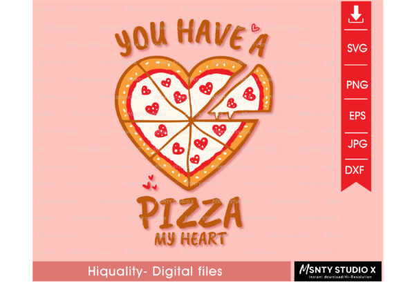Pizza Heart SVG, Valentine Sublimation