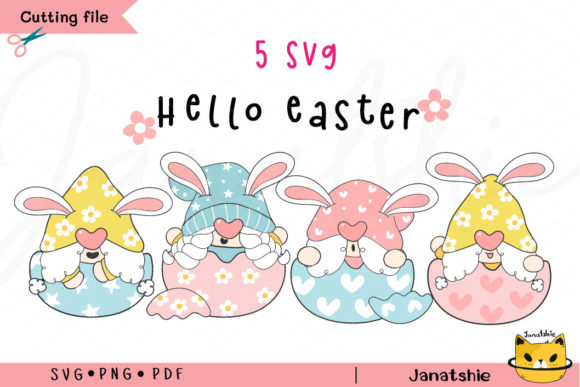 Sweet Easter Gnome SVG Clipart Nordic Graphics Crafts