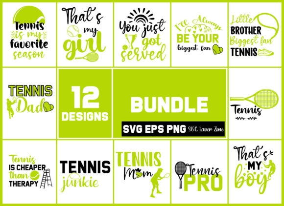 Tennis Quote SVG Bundle Graphics & Crafts for Branding